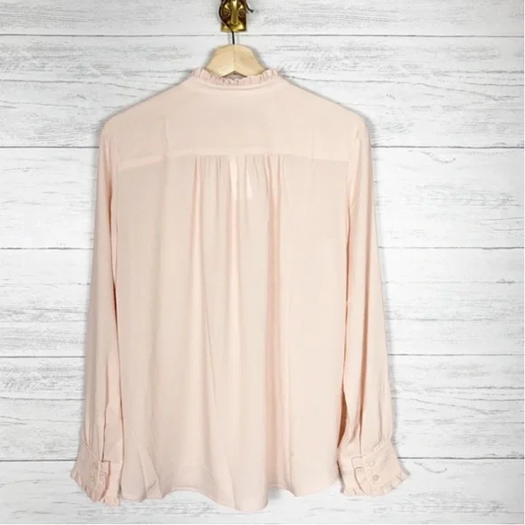 LOFT Pink Blush Ruffle Button Down Blouse - Picture 3 of 4